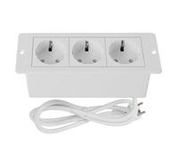 Multiprise encastrée avec 2 ports USB - Multiprise encastrable escamotable - 3 prises - Avec câble de 1,8 m - Pour bureau, chambre à coucher, salle de classe, postes de travail (blanc, 3 AC)