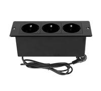 Multiprise encastrée avec 2 ports USB - Multiprise encastrable escamotable - 3 prises - Avec câble de 1,8 m - Pour bureau, chambre à coucher, salle de classe, postes de travail (noir, 3 AC)