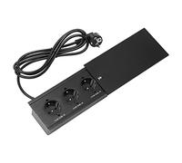 Multiprise encastrée avec 3 trous de prise, câble de 1,8 m, design de couvercle coulissant dissimulé, pour bureau, cuisine, bureau