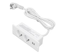 Multiprise Encastrée, Prise Encastrée pour Bureau avec 2 Prises CA et 2 Ports USB A, Multiprise Encastrée avec Cordon D'alimentation de 4,92 Pieds pour Table D'appoint de Meuble