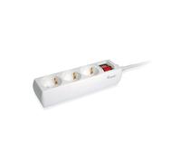 Multiprise Equip 245551 3 Prises Type F 1.5m 250V/16A/3500W avec Sécurité Enfant et Bouton ON/OFF, Câble 1.5mm², Certifié CE, Blanc