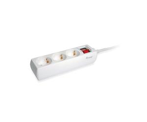 Multiprise Equip 245551 3 Prises Type F 1.5m 250V/16A/3500W avec Sécurité Enfant et Bouton ON/OFF, Câble 1.5mm², Certifié CE, Blanc