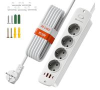 Multiprise escamotable à 4 Prises avec 2 USB C et 2 USB A, 8 en 1, avec Interrupteur, 4000 W 16 A, avec parasurtenseur pour la Maison, Le Bureau, câble de 2 m