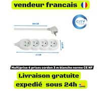 Multiprise Esperanza 4 prises cordon 3 m blanche