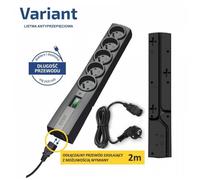 Multiprise - EVER - Variant 2M - 3 Prises - Parafoudre - 2 Ports USB - Intérieur