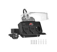Multiprise Exterieur Étanche IP44,Prise Multiple Etanche Parafoudre et Surtension,Bloc 3 Prises Murale avec Interrupteur de Surcharge 16A,Rallonge Electrique Exterieure,Câble 1.5m Remplaçable,Noir