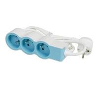 Legrand - Rallonge multiprise extra-plate avec 3 prises de courant avec terre avec cordon 1,5m - blanc et bleu