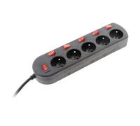 Multiprise Filaire - ZENITECH - Bloc multiprise - 5 Prises - Interrupteur - 2m