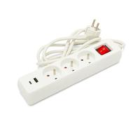 Multiprise française 3 sorties 2P+T et 2 prises USB Câble 1,5 m