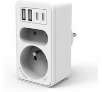 Multiprise Frontale Biplite 2 Prises 16A + 6A Norme Française Avec 2 Prises Usb-A Et 2 Prises Usb-C. Multiprise 6 En 1 Idéale Pour Brancher Votre Téléphone, Tablette¿[DYB980824]