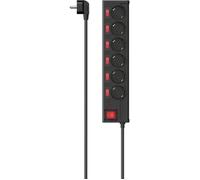 Multiprise, 6 prises, prot. ctre surtens., régl. indiv., 1,4 m, nre