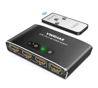 Multiprise HDMI Aluminium 3 Entrées vers 1 Sortie Avec Télécommande - Splitter 4K 3D 1080P HDR Compatible PS5 PS4 Xbox Blu Ray Lecteur DVD PC TV Box