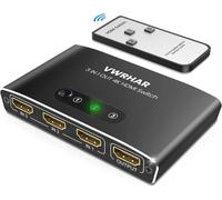 Multiprise HDMI Aluminium 3 Entrées vers 1 Sortie Avec Télécommande-Splitter 4K 3D 1080P HDR Compatible PS5 PS4 Xbox Blu Ray Lecteur DVD PC TV Box