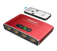 Multiprise HDMI, Aluminum Switch HDMI 3 Entrée vers 1 avec Télécommande Splitter HDMI 4K Commutateur HDMI Supporte 4K 3D 1080P HDR avec PS5 PS4 Xbox Blu Ray Lecteur DVD PC TV Box