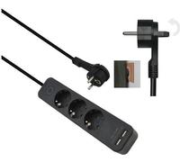 Multiprise Helos ADVANCED, 5x, USB-Charger noir, 1,5m, avec interrupteur