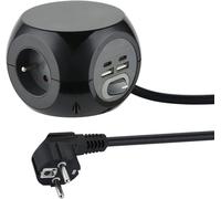 Multiprise - HOME FIT TRAINING - Mini Cube - 3 Prises + 3 Ports USB - 3M - Interrupteur