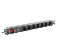 Lanberg Barre d'alimentation en rack PDU-07F-0200-IEC 1U 7 prises électriques Noir