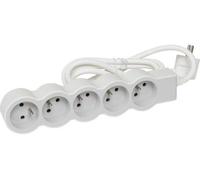 Multiprise Filaire Avec Prise Rotative, 5 Prises Blanc