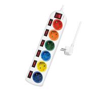 LogiLink Multiprise 6 prises (6x CEE 7/3) – 7 interrupteurs – Colorée