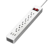 Multiprise Longue - Station de Recharge avec 6 Prises de Courant | Cordon Extension 1.5 Metres avec Plate 2 Ports USB et 1 Port,pour Bureau, Mur, Camping-Car, Ordinateurs et Appareils Électroniques