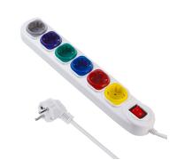 Multiprise Maclean MCE509 B, 6 prises, interrupteur, 250VAC/10A, 1.5m, blanche