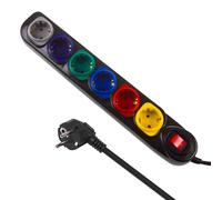Multiprise Maclean MCE509 B, 6 prises, interrupteur, 250VAC/10A, 1.5m, noire