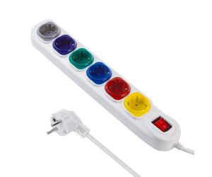 Multiprise Maclean MCE509W - 6 prises - Interrupteur - Blanche