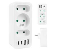 Prise de Courant x3 + 4xUSB Maclean, Splitter 3 Prises, 2xUSB A, 2xUSB C PD 20W, 1x16A + 2x6A, MCE248 F/W