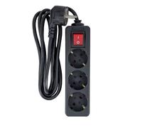 Multiprise MicroConnect 3x Schuko 5m avec interrupteur, noire, MC-GRU0035BS
