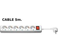 Multiprise MicroConnect 6 prises Schuko 5 m blanche