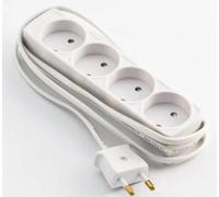 Multiprise MicroConnect à 4 prises, sans mise à la terre, 1,5 m, blanche, GRUELU