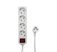 Multiprise MicroConnect à 4 prises Schuko avec interrupteur 5M, blanche, MC-GRU0