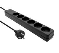 Multiprise MicroConnect à 6 prises, noire, câble de 5 m, MC-GRU0605DKB