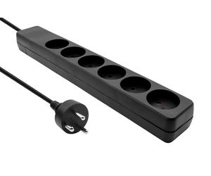 Multiprise MicroConnect à 6 prises, noire, câble de 5 m, MC-GRU0605DKB