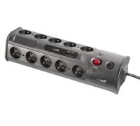 Multiprise multimédia avec interrupteur,10 prises et 2 ports USB [Revolt]