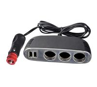 Multiprise multiple 3 x 12V + 2 connexion allume-cigare USB
