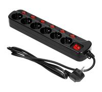 MULTIPRISE « MULTISWITCH », 6 prises 2 pôles + Z, câble noir 3 x 1,0 m - ON-AE-1