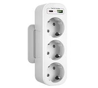 Multiprise Murale 3 Prises Verticale, Prise Multiple USB C, Adaptateur Triple 16A Standard Euro, Fiche Multiprise Protection Enfant, Triplette Electrique 2 USB Chargeur pour Bureau Cuisine, Blanc