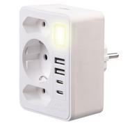 Multiprise murale avec 4 ports de charge USB-A / USB-C et veilleuse [revolt]