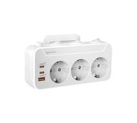 Multiprise Murale avec Interrupteur Individuel, Prise Multiple USB C PD20W | Multiprise 3 Prises Parafoudre et Surtension,PD20W Charge Rapide,Triplette Electrique Rotation Horizontale et Verticale,Blanc