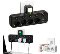 Multiprise Murale avec Interrupteurs Individuels,2/3/4/5 Prises EU+USB,Conception Polyvalente et Sécurisée pour la Maison,Multiprise Murale Française,3 en 1 Prise Chargeur Française (B, 4Prises)