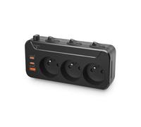 Multiprise Murale avec USB C Charge Rapide,Bloc 3 Prises Françaises avec Terre,Prise Multiples avec Interrupteur Individuel,Prise Electrique Parafoudre,Adaptateur Secteur Triplette de Courant,Noir