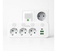 Multiprise Murale, 6 en 1 Multiprise USB avec 2 USB et 1 Type C et Conception de la veilleuse, Multiprise avec Interrupteur Individuel, 3 Prise Multiple pour la Maison, Bureau