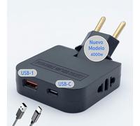 Multiprise Murale Plate USB-C 4000W avec 4 Prises - 1 Port USB-A + 1 Port USB-C + 2 Prises Classiques - Design Extra-Plat pour Espaces Reduits - Tete Rotative 180° - Couleur Noir | 3-Stars