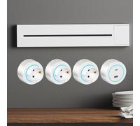 Multiprise Murale, Rail D'alimentation 8000W Avec Adaptateurs Secteur 3/4/5/6/7/8 Prises Et Port De Charge USB-A/C, Prise Murale, Pour Cuisine Et Salon Modernes(White,50cm)