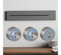 Multiprise Murale, Rail D'alimentation 8000W Avec Adaptateurs Secteur 3/4/5/6/7/8 Prises Et Port De Charge USB-A/C, Prise Murale, Pour Cuisine Et Salon Modernes(Gray,40cm)