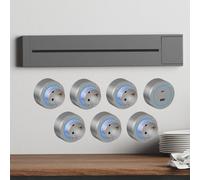Multiprise Murale, Rail D'alimentation 8000W Avec Adaptateurs Secteur 3/4/5/6/7/8 Prises Et Port De Charge USB-A/C, Prise Murale, Pour Cuisine Et Salon Modernes(Gray,80cm)