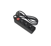 Multiprise Noire 3 Prises avec câble de 1,5 m et Interrupteur 3680 W Protection Enfant