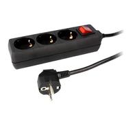 Multiprise noire avec rallonge 1.4m - parafoudre - 3 prises 230VAC 10A - ADNAuto