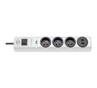 Brennenstuhl Multiprise Hugo! Blanche – 3 prises + 2 USB, parasurtenseur, câble 2 m
